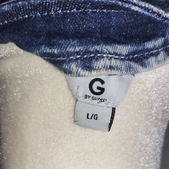 G by Guess - Blue Denim Button up Sleeveless Dress - (L) - Picture 3 of 4